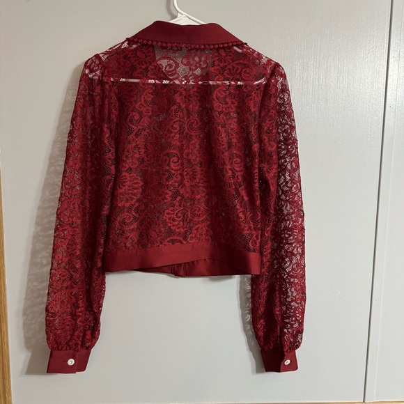 3/$32 Zara Red Lace Blouse Size Small - Picture 2 of 9